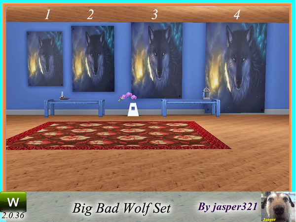 Sims 3 — Big Bad Wolf Set by jasper321 — Four paintings of different sizes of Big Bad Wolf, don't put them in the kids