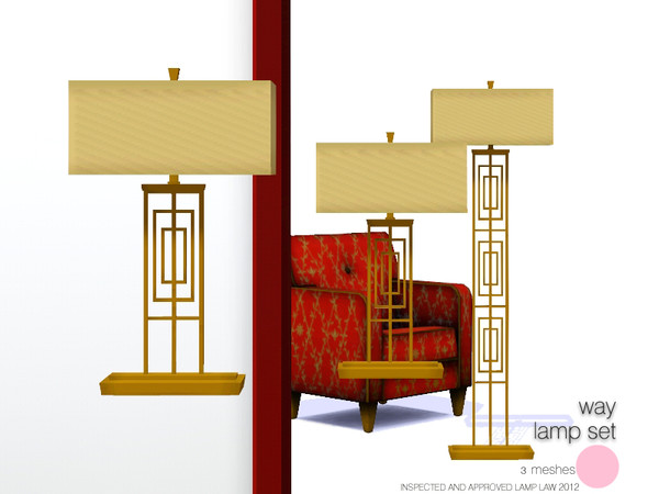Sims 3 — Way Lamp Set by DOT — Way Lamp Set. Contemporary Design with an Asian feel to the metal base, under a Fabric box