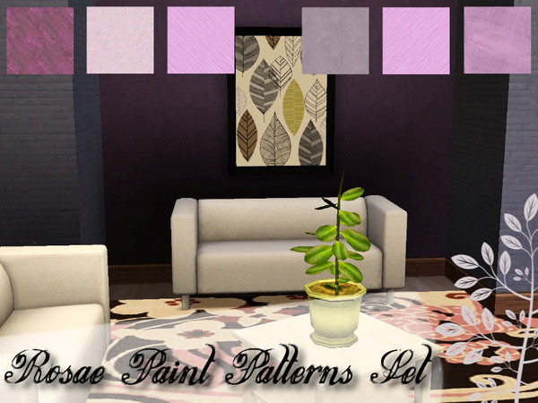 Sims 3 — Rosae Paint Patterns by SugoiZiua2 — This set includes six rose/purple paint patterns (of course they're