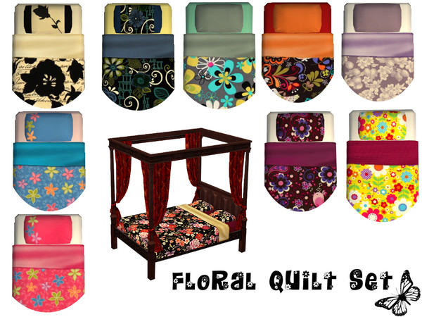Sims 2 — Floral Quilt Set by sinful_aussie — A selection of bedding with a floral theme.