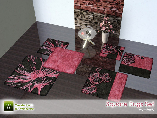 Sims 3 — Square Rugs Set by tifaff72 — Set of two 3-pieces rugs with floral pattern. This set include: - Square Rugs -