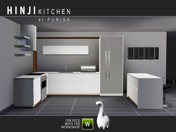 Sims 3 — HINJI Kitchen by Punisa — Basic kitchen set that includes following items: breadbox, wall cabinet, two parts of