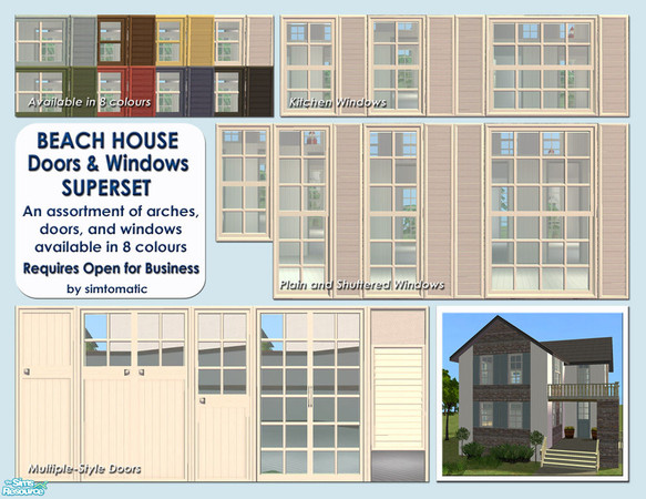 Sims 2 — Beach House Doors & Windows Superset by simtomatic — Gathers all Beach House doors, arches, windows and