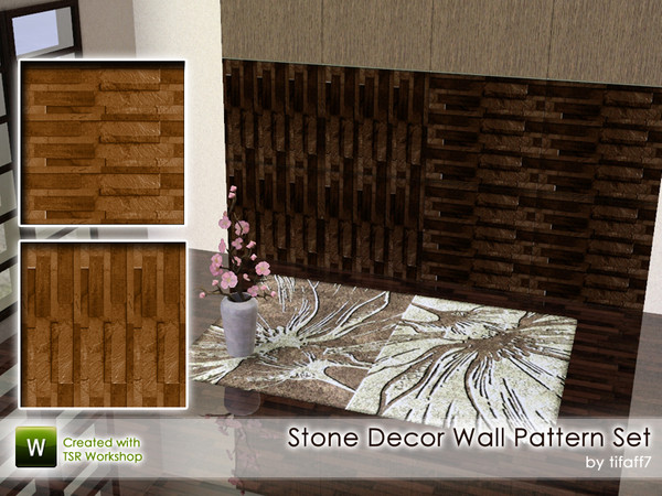 Sims 3 — Stone Decor Wall Pattern Set by tifaff72 — Realistic stone wall patterns set. Fully recolorable. Included: -