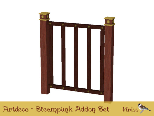Sims 3 — Steampunk Fence - Vertical slats by Kriss — Part of the Art Deco Set - Fratres World Steampunk Addon. Made by