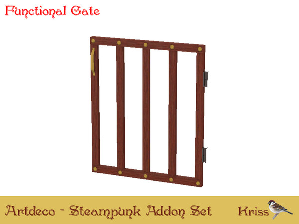 Sims 3 — Steampunk Gate - Vertical Slats by Kriss — Part of the Art Deco Set - Fratres World Steampunk Addon. Made by