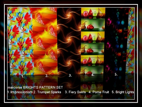 Sims 3 — marcorse_brights pattern set by marcorse — This collection of five patterns is loosely joined by the fact that