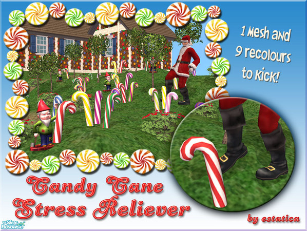 Sims 2 — Candy Cane Stress Reliever by estatica — Created by garden gnomes to help reduce Christmas stress, the candy
