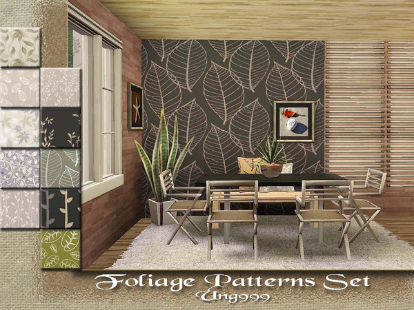 Sims 3 — Foliage Patterns Set by ung999 — A set of ten foliage patterns found under catg: abstract and themed. Hope you