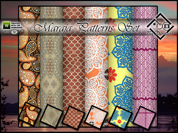 Sims 3 — Maraja Patterns Set by Devirose — Fantastic set of patterns inspired by India, fantasies of inlays,bright