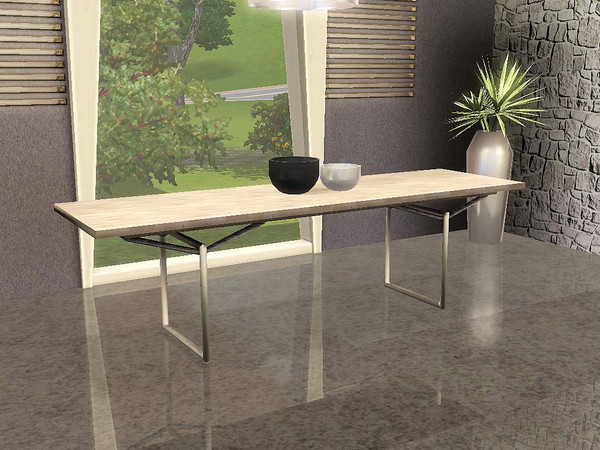 Sims 3 — Dining Table 01 (3x1) by ung999 — Ung999_Dining Table 01 (3x1)