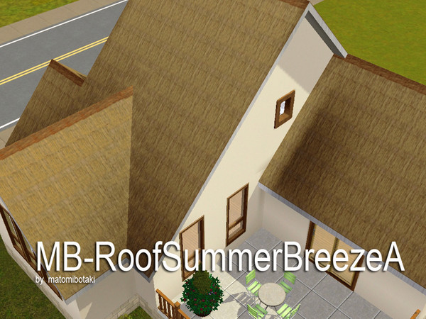 Sims 3 — MB-RoofSummerBreezeA by matomibotaki — MB-RoofSummerBreezeA, thached roof in light color and white trim, by