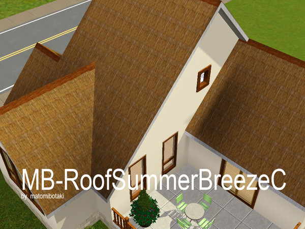 Sims 3 — MB-RoofSummerBreezeC by matomibotaki — MB-RoofSummerBreezeC, thached roof in light color and white trim, by