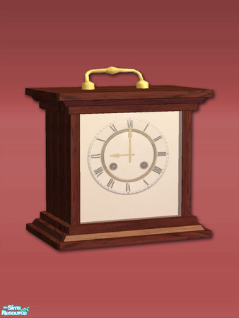 Sims 2 — Square Mantle Clock - Mesh by Shakeshaft — Part of a set of 3 working Mantle Clocks in Wood Textures, the Wood