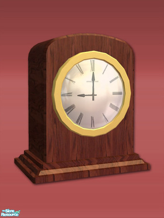 Sims 2 — Wood Mantle Clock - Mesh by Shakeshaft — Part of a set of 3 working Mantle Clocks in Wood Textures, the Wood