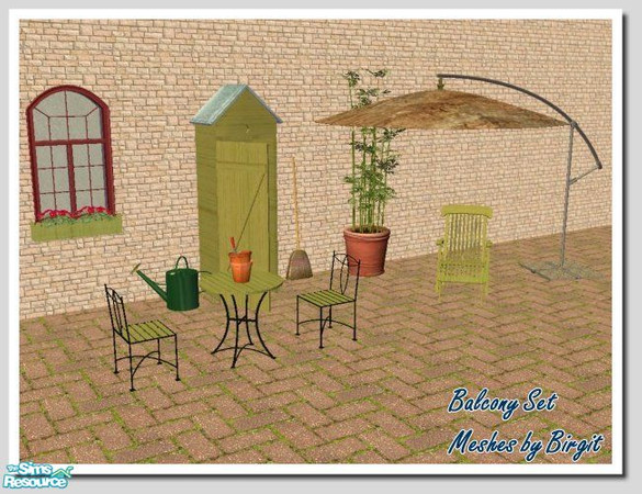 Sims 2 — Birgit Balcony Set Recolour by mky1374 — Green Wood Recolour for Birgit\'s Balcony Set