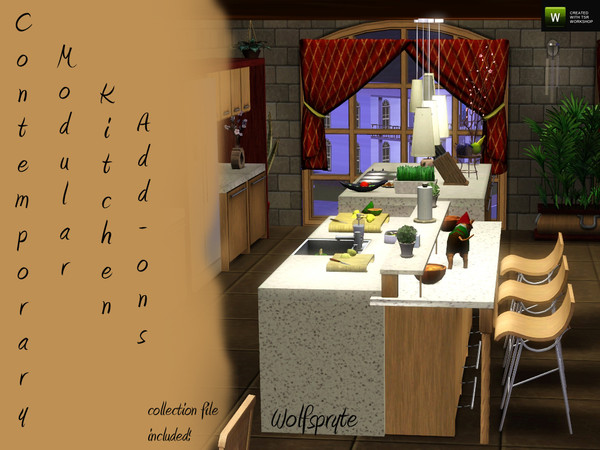 Sims 3 — Contemporary Modular Kitchen Addons TSRAA by wolfspryte — Hi.. today I bring you a set of add-ons for the
