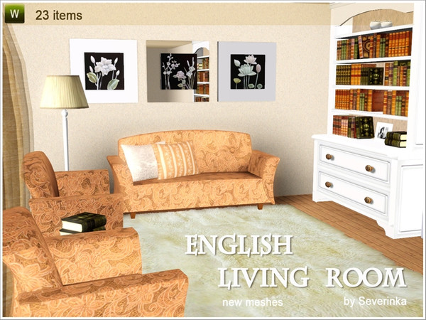 Sims 3 — Set English Living Room by Severinka_ — Created by Severinka 23 items: furniture: angular sofa Sofa 3-seater