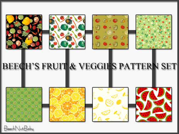 Sims 3 — Beech's Fruit & Veggies Patterns by BeechNutBaby2 — Some fun fruit and veggie patterns for another summer