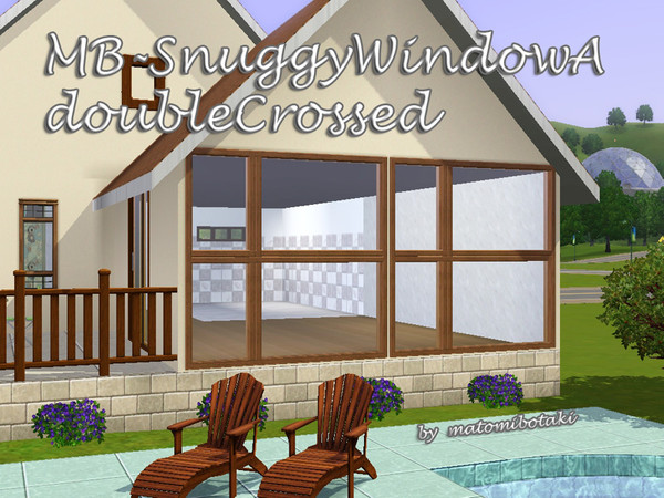 Sims 3 — MB-SnuggyWindowAdoubleCrossed by matomibotaki — MB-SnuggyWindowAdoubleCrossed, 3x1 window mesh, recolorable, by