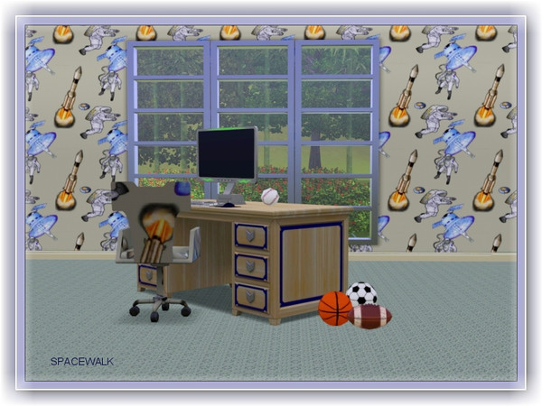 Sims 3 — spacewalk pattern by marcorse — Astronauts walking in space, rockets firing and a satellite orbitting . . let's