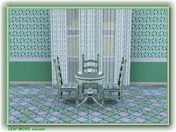 Sims 3 — leaf micro pattern by marcorse — Tiny, tiny leaves in green and yellow in an intense, allover repeated pattern.