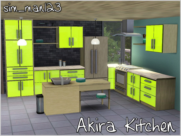 Sims 3 — Akira Kitchen by sim_man123 — A clean and modern inspired kitchen set, boasting cabinet surfaces that are