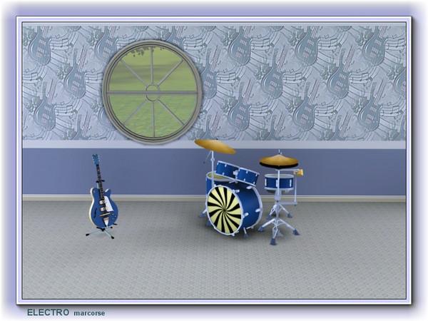 Sims 3 — Electro pattern by marcorse — Electric guitars and music scores go to make up this simple repeat pattern.