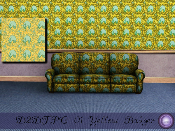 Sims 3 — D2DTPC01 Yellow Badger by D2Diamond — Part of the Texture Patterm Challenge 01 Collection. Designed by D2Diamond