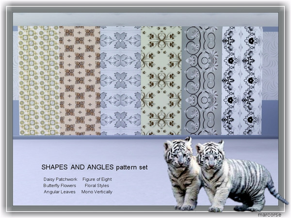 Sims 3 — Shapes and Angles pattern set by marcorse — Shapes and Angles is a set of six patterns, all containing various