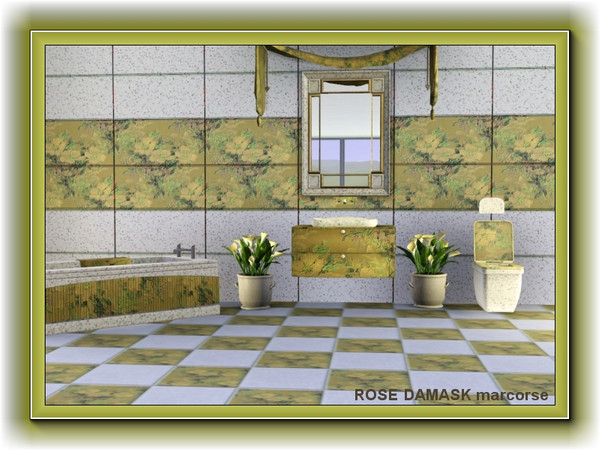 Sims 3 — Rose Damask pattern by marcorse — Wild roses in muted sepia shades in a damask or tapestry design.