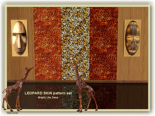 Sims 3 — Leopard Skin pattern set by marcorse — Three leopard skin patterns, with colour variations and all having a