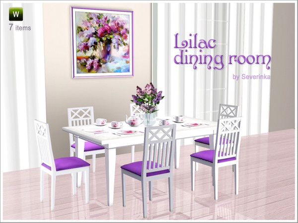 Sims 3 — Lilac Dining Room by Severinka_ — Created by Severinka 7 items furniture: dining table dining chair decor: