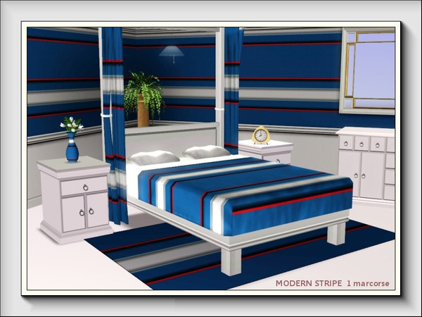 Sims 3 — Modern Stripe 1 pattern by marcorse — A bold modern, horizontal stripe in deep teal, red and white.