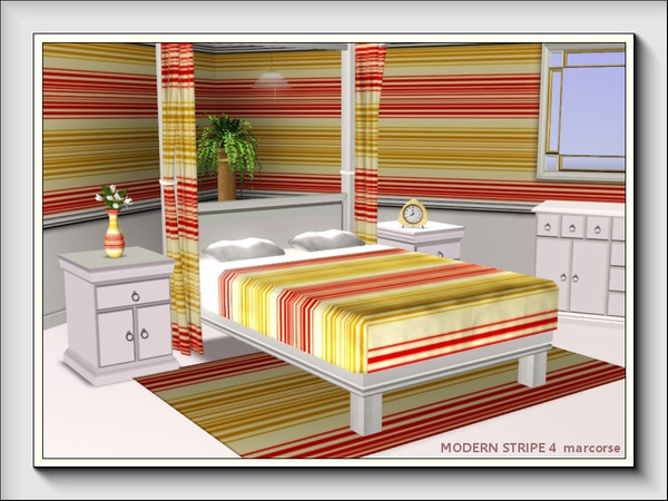 Sims 3 — Modern Stripe 4 pattern by marcorse — A bold and bright, modern horizontal stripe in red and yellow.