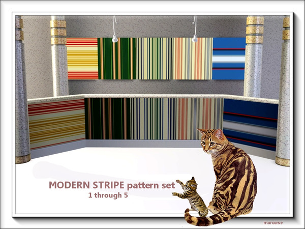 Sims 3 — Modern Stripe pattern set by marcorse — Stripes given a modern makeover . . bold and colourful, but always
