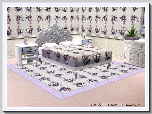Sims 3 — Basket Pansies pattern by marcorse — Small baskets of pansies in a regular, mirrored repeat.