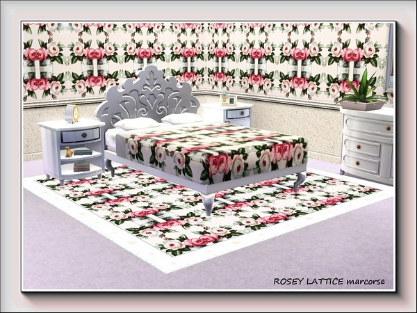 Sims 3 — Rosey Lattice pattern by marcorse — Pink and white roses form a lattice pattern.