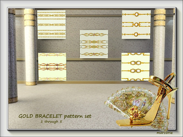 Sims 3 — Gold Bracelet pattern set by marcorse — A set of 5 simple horizontal patterns based on gold bracelet designs.