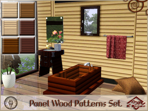 Sims 3 — Panel Wood Patterns Set by Devirose — Six wood patterns for warm and modern rooms or sophisticated, minimalist