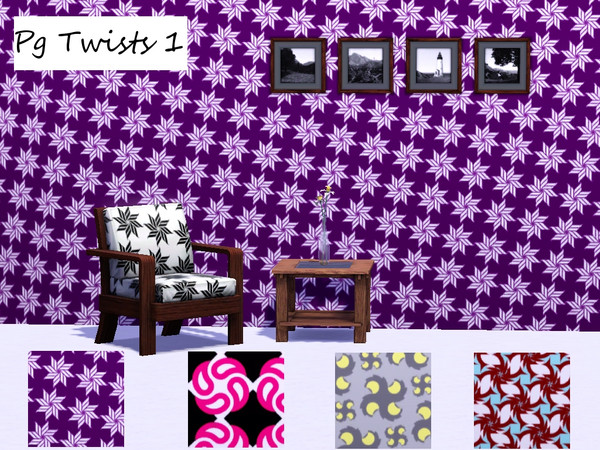 Sims 3 — Pg Twists 1 by Pegasus9602 — 4 new Patterns! All are fully recolourable (if you don't like my variations :P).