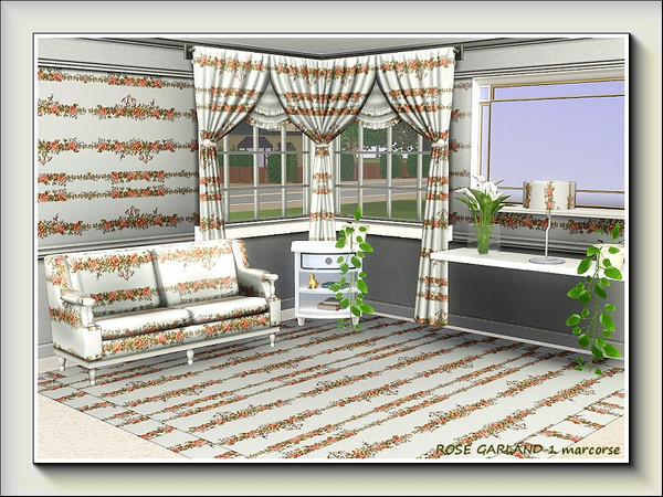 Sims 3 — Rose Garland 1 pattern by marcorse — A small scale floral pattern featuring a rose garland.