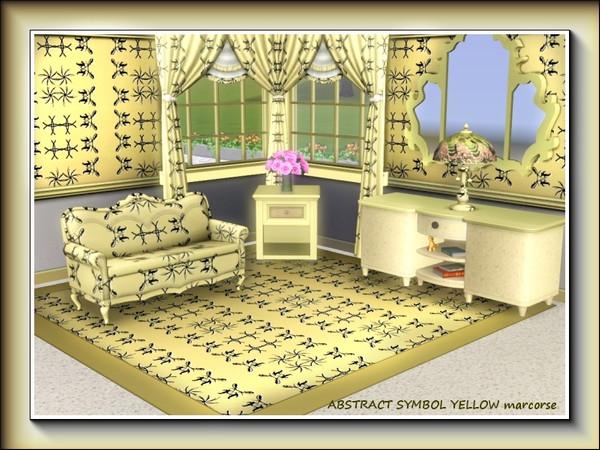 Sims 3 — Abstract Symbols Yellow pattern by marcorse — A simple regular repeat pattern using a design of lineart symbols.