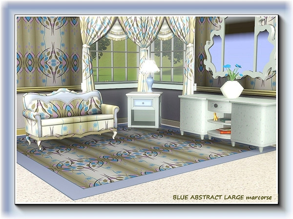Sims 3 — Blue Abstract Large pattern by marcorse — An abstract design using circles, floral shapes and lines . . with