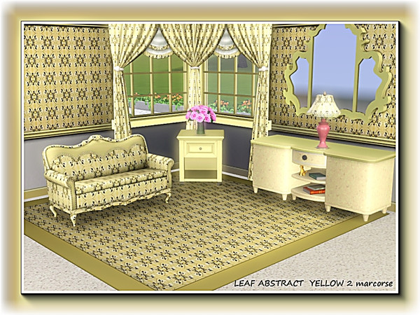 Sims 3 — Leaf Abstract Yellow 2 pattern by marcorse — A smaller scale version of Leaf Abstract Yellow.