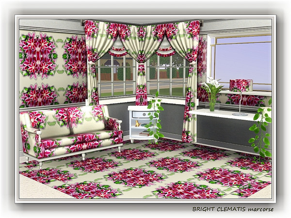 Sims 3 — Bright Clematis pattern by marcorse — Eyecatching bunches of bright pinky-purple clematis blooms in a regular