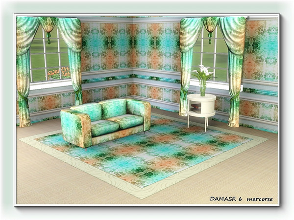 Sims 3 — Damask 6 pattern by marcorse — Damask 6 is a variation in colour and design, on the original floral damask