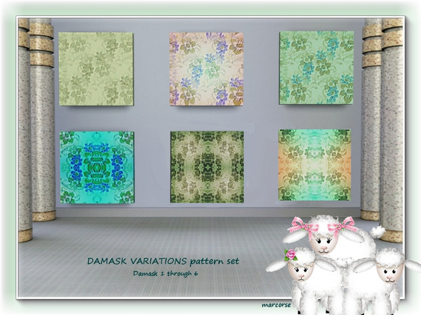 Sims 3 — Damask Variations pattern set by marcorse — Damask Variations is a set of six damask patterns; Damask 1 has 1
