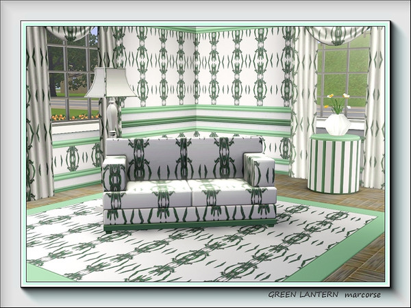 Sims 3 — Green Lantern pattern by marcorse — The shape of the elements in this pattern brought to mind the mantle on an
