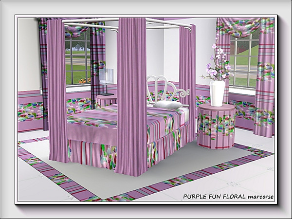 Sims 3 — Purple Fun Floral pattern by marcorse — Purple Fun Floral is a pretty horizontal design of abstract florals and